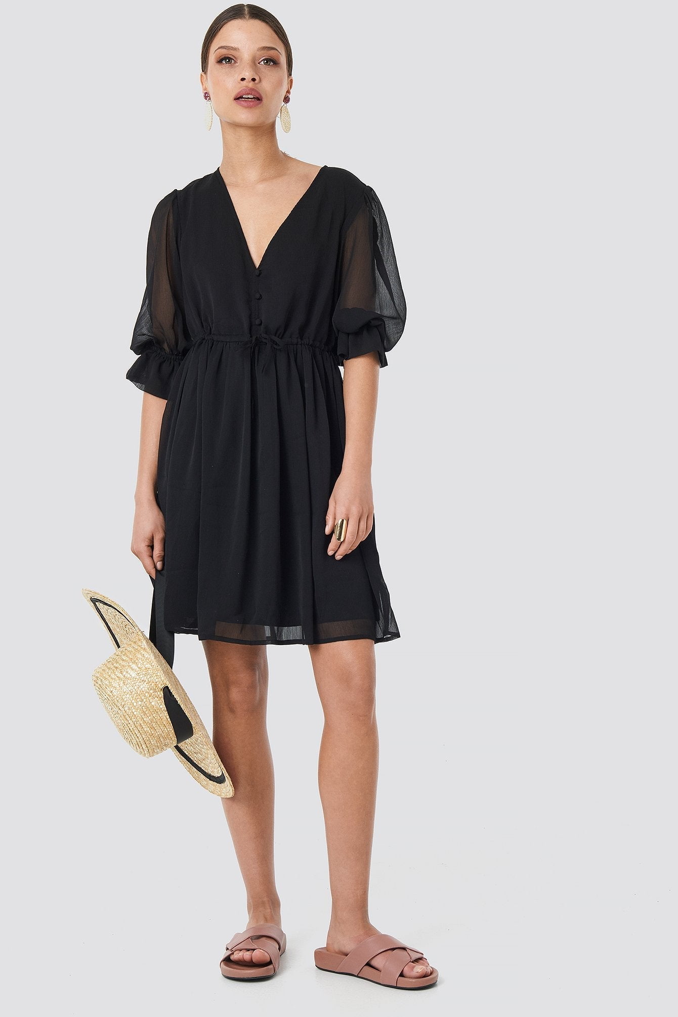 Nakd Plunge V-Neck Chiffon Dress Black - Walmart.com