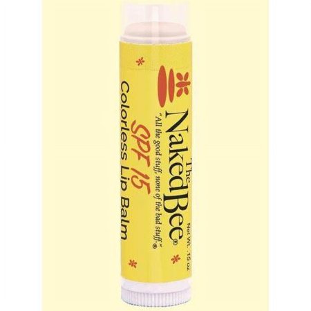 Naked Bee Colorless Lip Balm Sunscreen SPF 15 0.15 Oz.