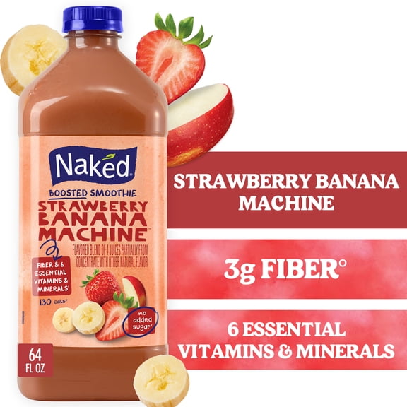 Naked Boosted Smoothie Strawberry Banana Machine, 64 fl oz Bottle