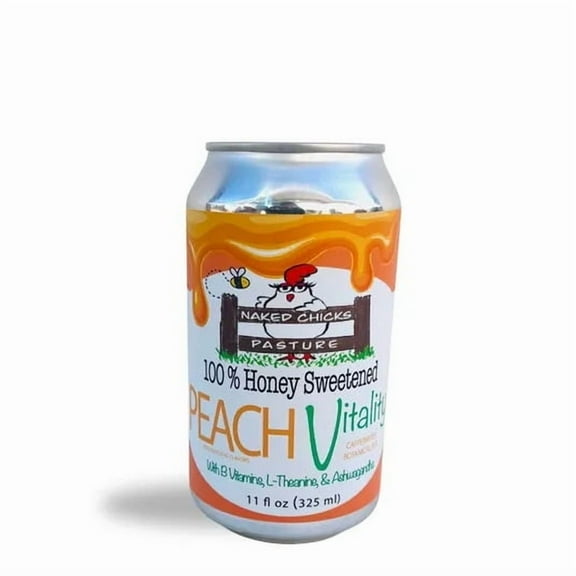 Naked Chicks Pasture Honey Soda, Peach Vitality-11 floz