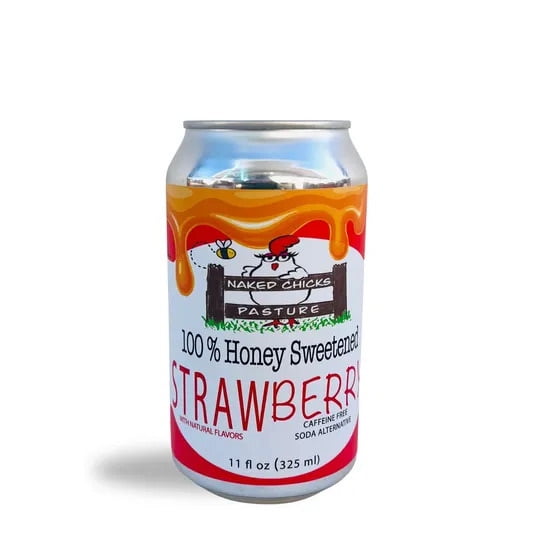 Naked Chicks Pasture Honey Soda, Strawberry-11 floz