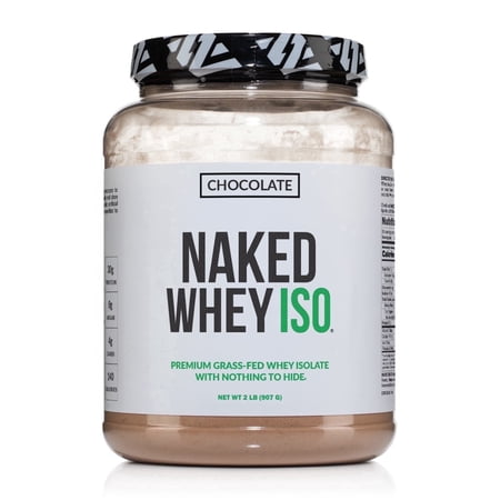 Naked Chocolate Whey Isolate Protein - Only 6 Ingredients, 30g Grass-Fed Protein, Undenatured, No GMO, No Soy, Gluten-Free, No Preservatives - 24 Servings