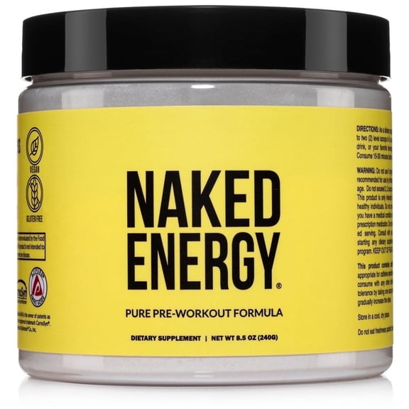 Naked Energy - Pure Pre Workout Powder for Men and Women, Vegan, Unflavored, Healthy Pre Workout - No Added Sweeteners, Colors Or Flavors - 50 Servings