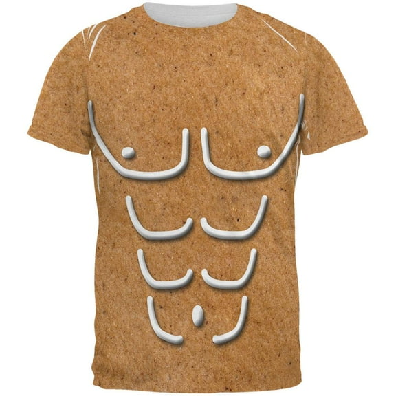 Naked Gingerbread Man Costume Pecs and Abs All Over Mens T Shirt Multi MD