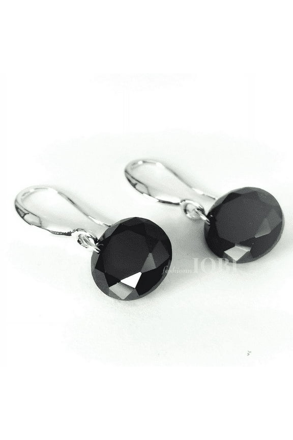 Naked IOBI Crystals Obsidian Drill Earrings - The Exotic Collection by Feshionn IOBI for Woman Black CZ Special Occasion Holiday Birthday Wedding