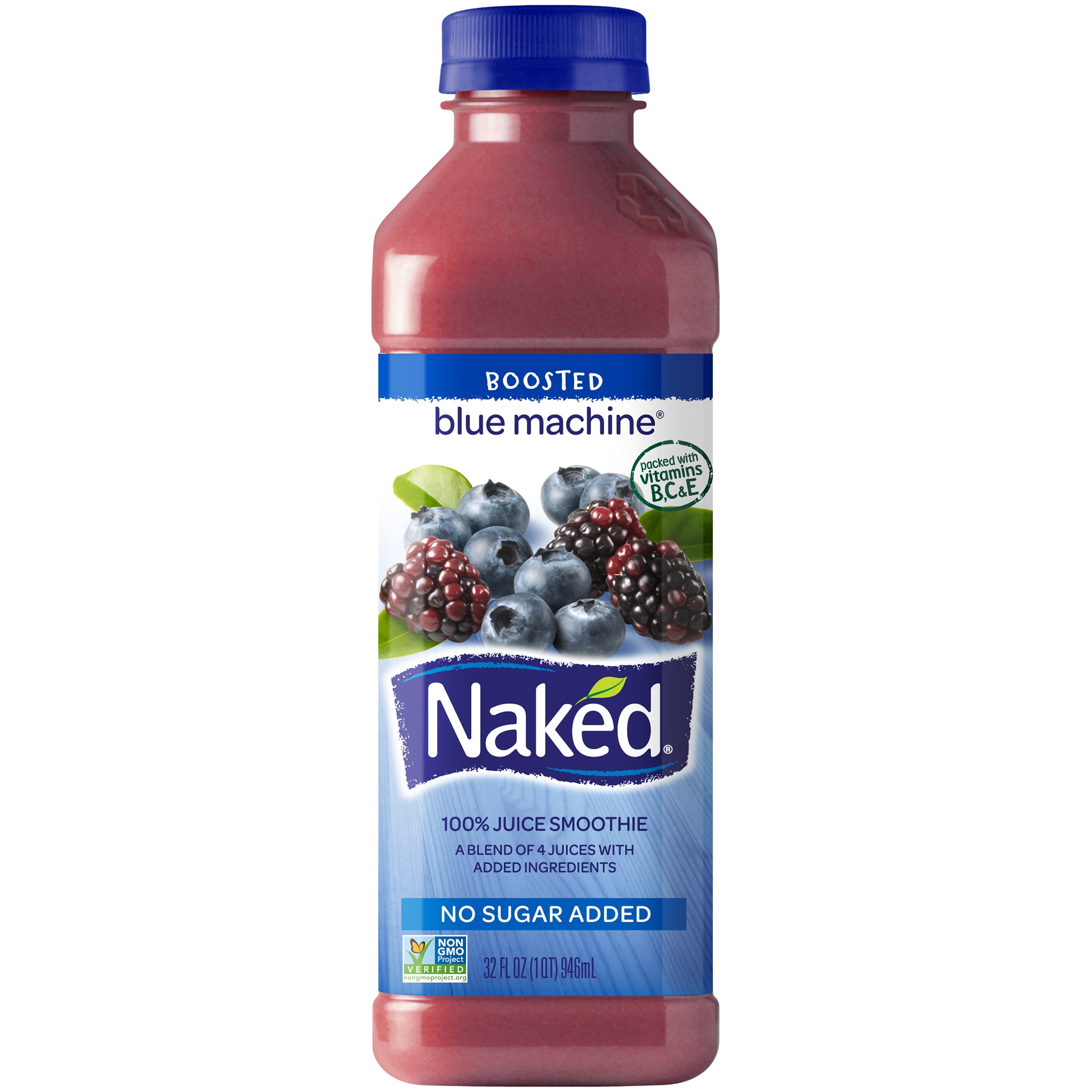 Naked Juice Blue Machine No Sugar Added 100% Juice Smoothie Drink, 46 fl oz  - Metro Market