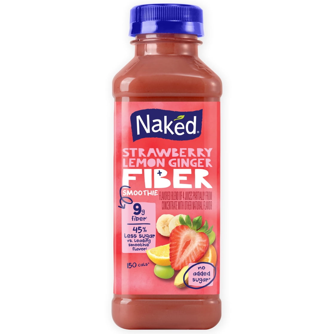 Naked Fiber Smoothie Strawberry Lemon Ginger, 15.2 fl oz Bottle