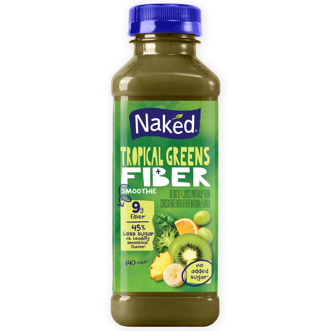 Naked Fiber Smoothie Tropical Greens, 15.2 fl oz Bottle