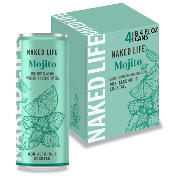 Naked Life Mojito, 4 Pack, 8.4 fl oz Aluminum Cans, 0% ABV