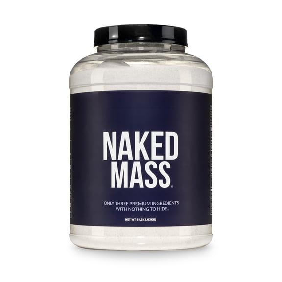 Naked Mass - Natural Weight Gainer Protein Powder - 8 LB Bulk, GMO Free, Gluten Free & Soy Free. No Artificial Ingredients - 1,250 Calories per Serving