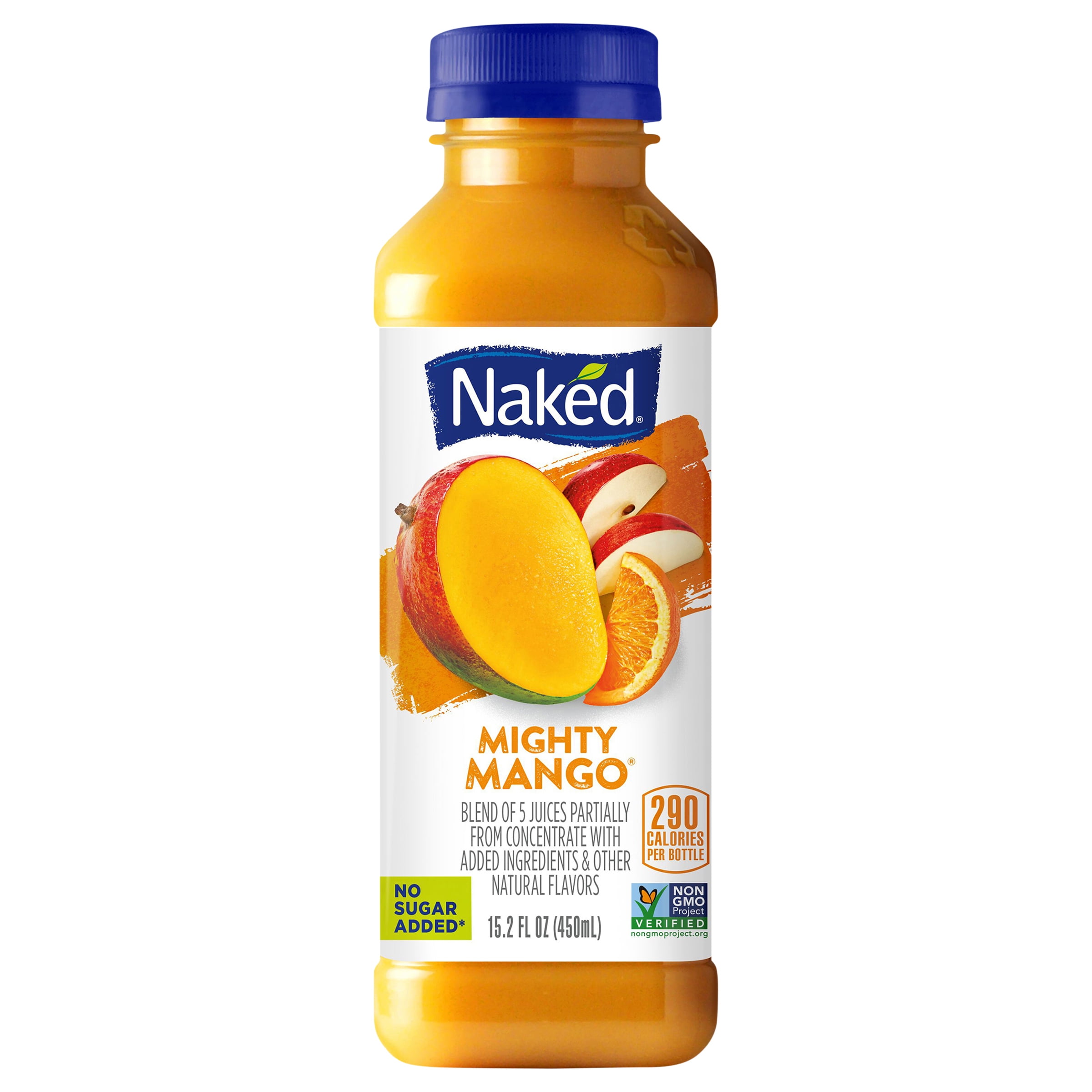 Naked No Sugar Added, Non GMO Mighty Mango Fruit Juice, 15.2 Fl Oz