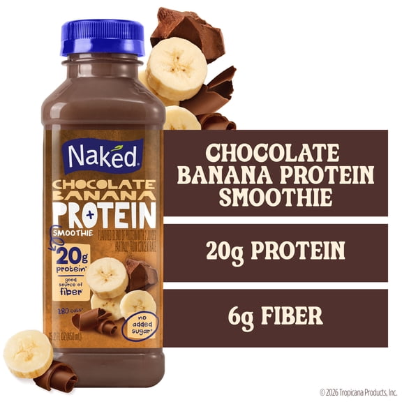 Naked Protein Smoothie Drink, High Protein Chocolate Banana Shake