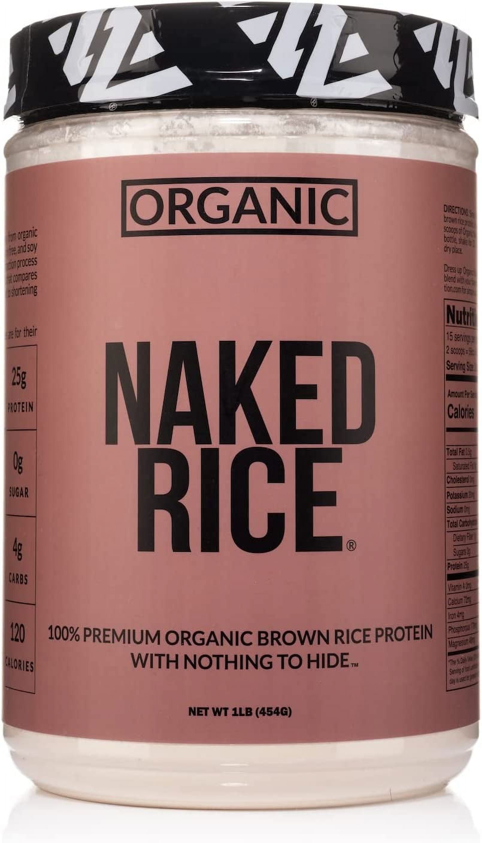 Naked Rice 1Lb - Organic Brown Rice Protein Powder - Vegan Protein Powder, GMO Free, Gluten Free & Soy Free. Plant-Based Protein, No Artificial Ingredients - 15 Servings