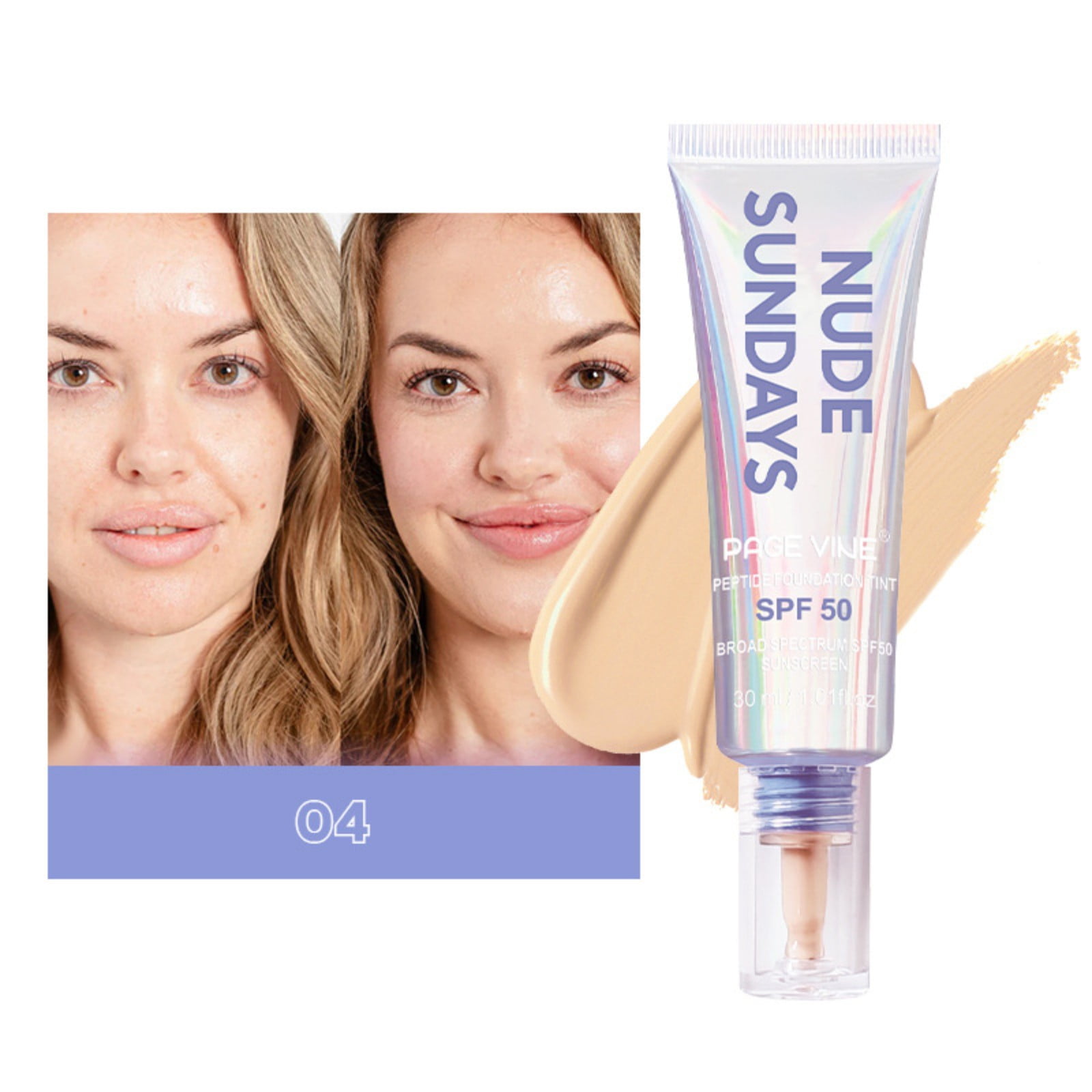 Naked Sundays Glowy SPF 50 Sunscreen & Primer + Peptide Skin Tint Foundation - 2-in-1