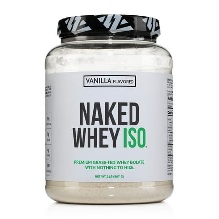 Naked Vanilla Whey Isolate Protein - Only 4 Ingredients, 30g Grass-Fed Protein, Undenatured, No GMO, No Soy, Gluten-Free, No Preservatives - 24 Servings