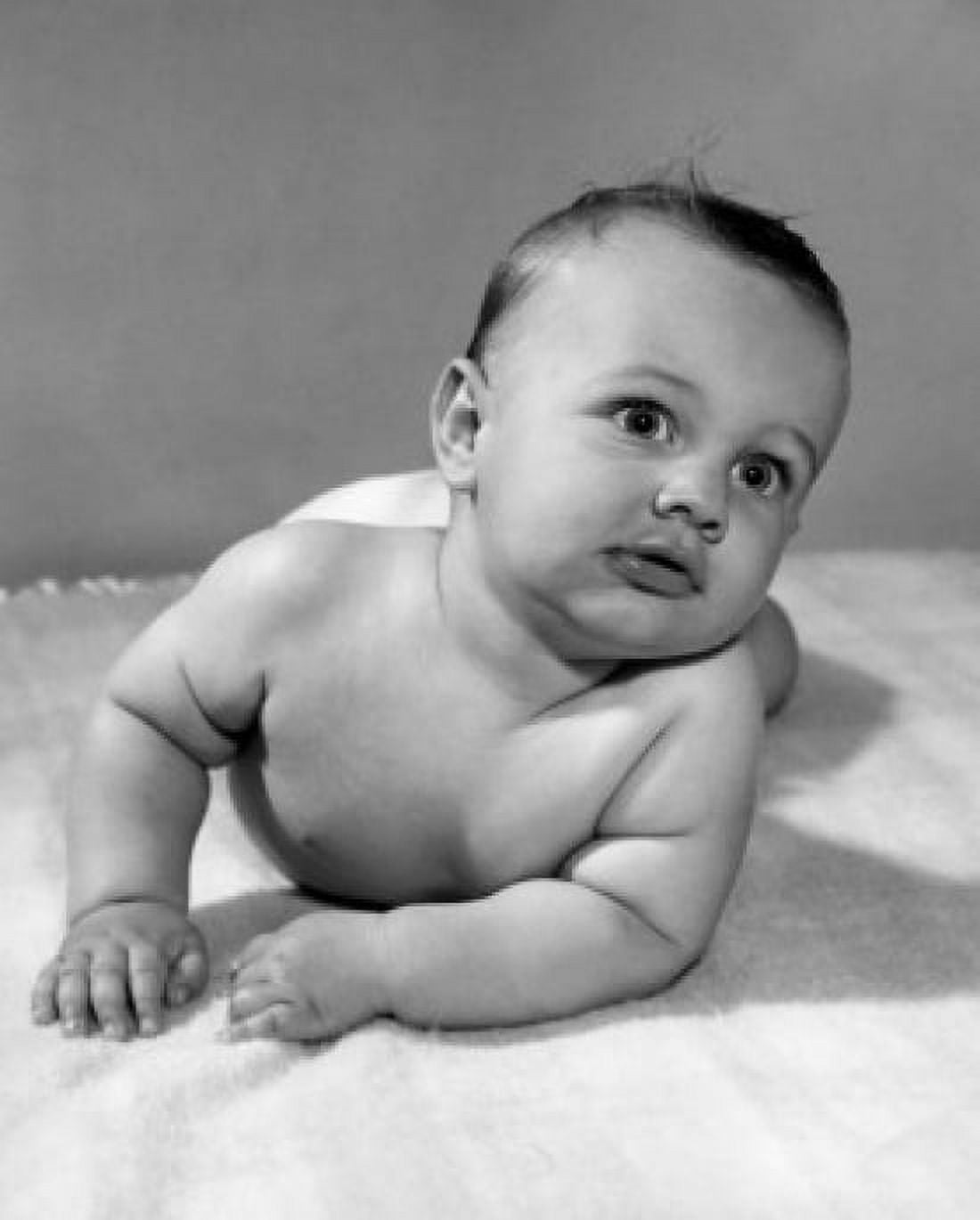 Naked baby lying on front Canvas Art - (24 x 36)