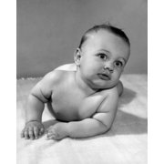 Naked baby lying on front Canvas Art - 24 x 36