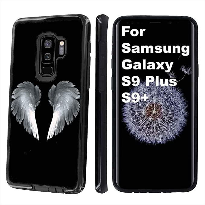 NakedShield Black Defender Phone Case Compatible for Samsung Galaxy S9 Plus,Angel Wing Print,Dual-Layer,Edge Protection,TPU Rubber with PC Shell,Designed in USA