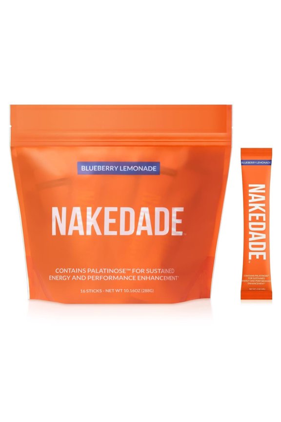 Nakedade  Performance Enhancing Sports Drink Powder - Blueberry Lemonade Electrolyte Powder  No GMOs or Artificial Sweeteners, Gluten-Free, Soy-Free, Dairy-Free  16 Sticks