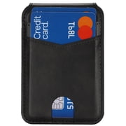 Nakedcellphone BiFold Magnetic Leather Flip Wallet RFID Credit Card ID Holder for iPhone Compatible with MagSafe Case - Holds 5 Cards - Black