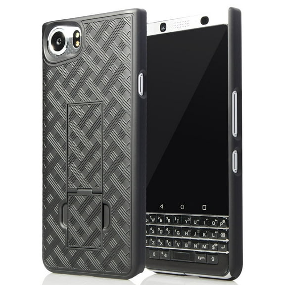 Nakedcellphone Black Kickstand Case Slim Hard Shell Cover for BlackBerry KEYone Phone (Verizon/ATT/Sprint/Unlocked)