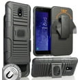 thumbnail image 1 of Nakedcellphone Black Ring Grip Case Cover + Belt Clip Holster Stand [with Built-In Mounting Plate] for Samsung Galaxy J7 (2018) SM-J737, J7 Refine, J7 Star, J7 Aero, 1 of 10