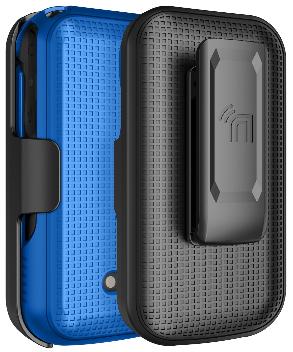 Nakedcellphone Case and Belt Clip Combo for Sonim XP3plus 5G Flip Phone (XP3 Plus X320, 2025), Textured Hard Cover and Holster/Holder - Cobalt Blue