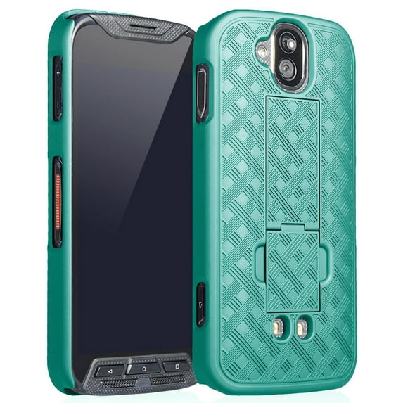 Nakedcellphone Case compatible with Kyocera Duraforce Pro Phone, Slim Ribbed Hard Shell Cover with Kickstand for E6810, E6820, E6830, E6833, E6800