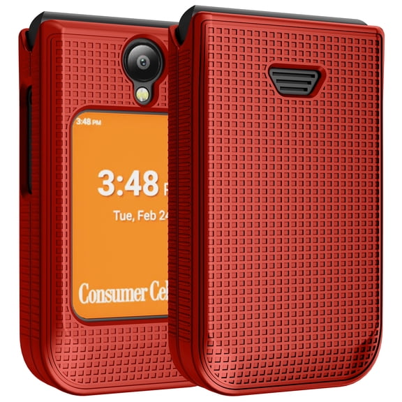 Nakedcellphone Case for Consumer Cellular Iris Easy Flip 2 Phone, Slim Hard Shell Protector Cover - Also Fits SpeakEasy SN331CC - Bold Red