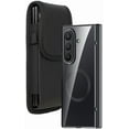 thumbnail image 1 of Nakedcellphone Combo for Samsung Galaxy Z Fold 7 Phone Case with Belt Clip Pouch Holder - Built-In Screen Protector - Hinge Cover - Compatible with MagSafe - Black/Clear, 1 of 10