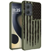 Nakedcellphone Flex Series for Motorola Edge 2024 Phone Case (Compatible with MagSafe) - Army Green Rugged USA Flag