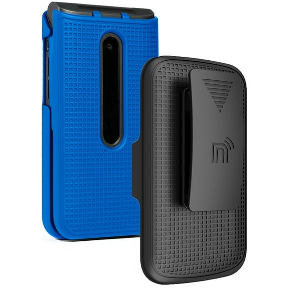 Nakedcellphone [Grid Texture] Snap-On Hard Case Cover with [Rotating/Ratchet] Belt Clip Holster Holder for LG Classic Flip Phone L125DL