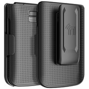 Nakedcellphone Holster Series for TCL Flip 3 Phone Case, Slim Hard Shell Cover and Belt Clip Holder Combination - Black Tread