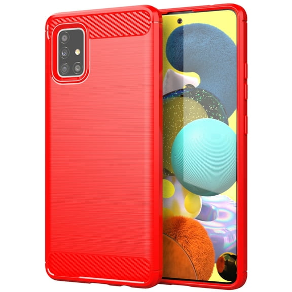 Nakedcellphone [RED CARBON FIBER] Flexible TPU Slim Phone Case Cover [Anti-Shock, Anti-Fingerprint] for Samsung Galaxy A51 5G UW Phone (VERIZON ONLY)