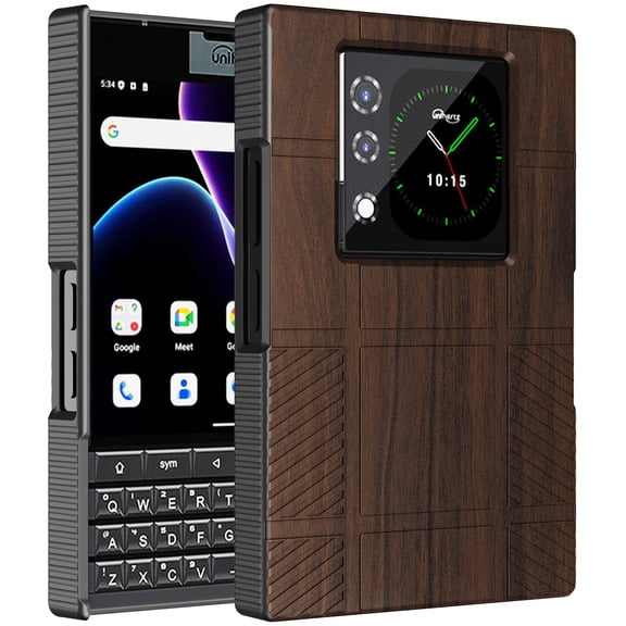 Nakedcellphone Slim Series for Unihertz Titan 2 Phone Case, Textured Hard Shell Protector Cover [Anti-Fingerprint, Grid Texture] - Woodgrain Design