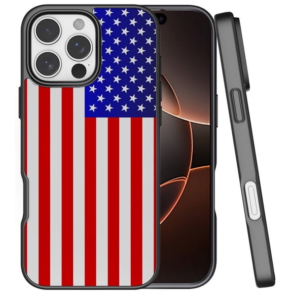 Nakedcellphone Stealth Series for Apple iPhone 16 Pro Max Phone Case, Compatible with MagSafe - USA Flag Design