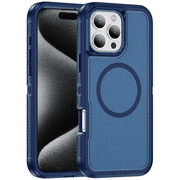 Nakedcellphone Tough Series for Apple iPhone 16 Pro Max Phone Case, Dual Layer, Anti-Fingerprint, Compatible with MagSafe - Blue