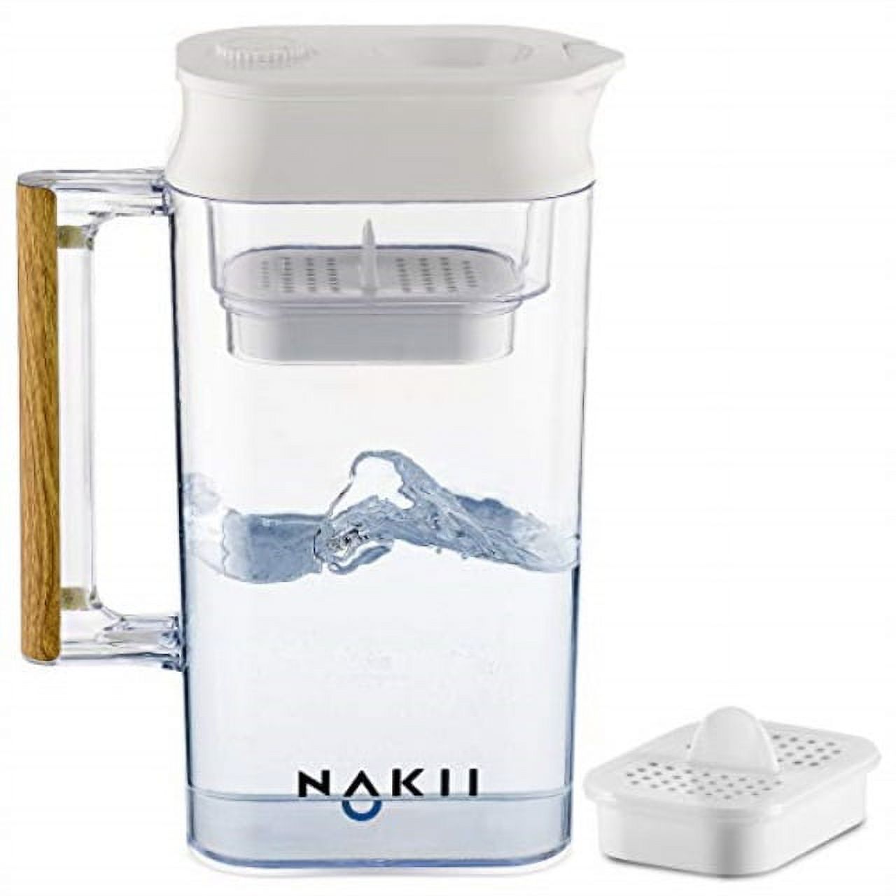 Nakii Water Filter Pitcher - Long Lasting Supreme Fast Filtration Purification Technology, Removes Chlorine, Fluoride Clean Tasting Water, Certified, - image 1 of 6