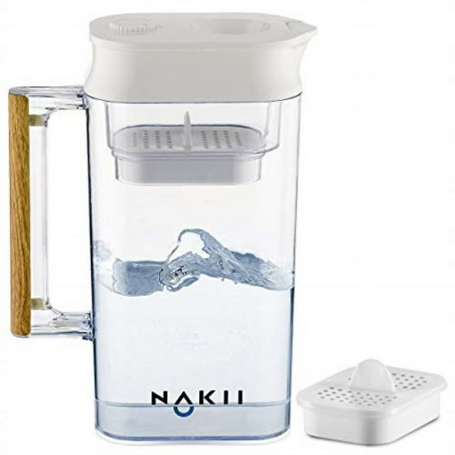 Nakii Water Filter Pitcher - Long Lasting Supreme Fast Filtration Purification Technology, Removes Chlorine, Fluoride Clean Tasting Water, Certified,
