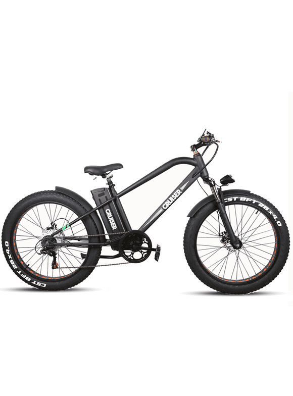Nakto 26in SUPER CRUISER Fat Tire Electric Mountain Bicycle/Bike for adults 500w Motor 48v 12Ah Li-Ion Battery 5 Pedal Assist Levels