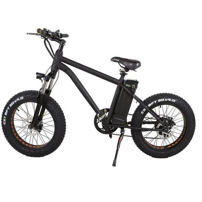 Nakto NAK MNCRSB 20 in. Fat Tire Electric Bicycle Mini Cruiser Black