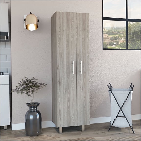Nala Cleaning Cabinet with 5 Shelves, Double Door Storage Organizer for Kitchen, Utility Room, Multicolor Particle Board
