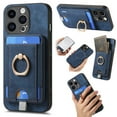 thumbnail image 1 of Nalacover 2-in-1 Magnetic Case for iPhone 12 Pro, Back Wallet Case with Detachable Card Holder Ring Stand Cover for iPhone 12 Pro, Vintage PU Leather Shockproof Case - Blue, 1 of 10