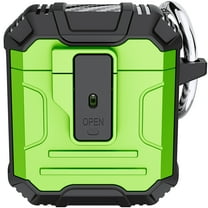 Nalacover AirPods Case Designed for Airpods 2 & 1,Secure Lock Clip Full-Body Rugged Protective Hard Shell Support Wireless Charging Shockproof Cover with Carabiner for Apple Airpods 2 &1,Green