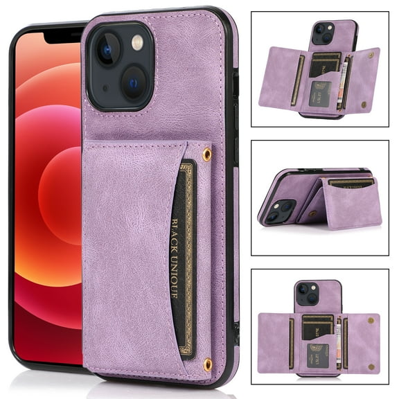 Nalacover for Apple iPhone 14 Wallet Case with Credit Card Holder Slots Magnetic Closure Kickstand Purse Premium PU Leather+ TPU Shockproof Case for iPhone 14 - Purple