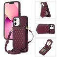 thumbnail image 1 of Nalacover Back Mirror Flip Case for iPhone 11, Wallet Case Crossbody PU Leather with Card Holder Kickstand Phone Case Detachable Shoulder Strap Handbag For iPhone 11, Red, 1 of 11