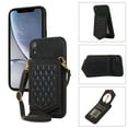 thumbnail image 1 of Nalacover Back Mirror Flip Case for iPhone XR, Wallet Case Crossbody PU Leather with Card Holder Kickstand Phone Case Detachable Shoulder Strap Handbag For iPhone XR, Black, 1 of 13