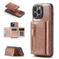 thumbnail image 1 of Nalacover Back Wallet Case for iPhone 11 Pro, 2 in 1 Function Design Zipper Pocket Luxury Shining PU Leather Cover with Card Slots Holder Magnetic Kickstand Shockproof Anti-Scratches Case,Rosegold, 1 of 11