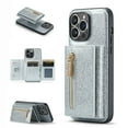 thumbnail image 1 of Nalacover Back Wallet Case for iPhone 13 Pro Max, 2 in 1 Function Design Zipper Pocket Luxury Shining PU Leather Cover with Card Slots Holder Magnetic Kickstand Shockproof Anti-Scratches Case,Silver, 1 of 11