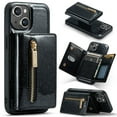 thumbnail image 1 of Nalacover Back Wallet Case for iPhone 14 Plus, 2 in 1 Function Design Zipper Pocket Luxury Shining PU Leather Cover with Card Slots Holder Magnetic Kickstand Shockproof Anti-Scratches Case,Black, 1 of 11